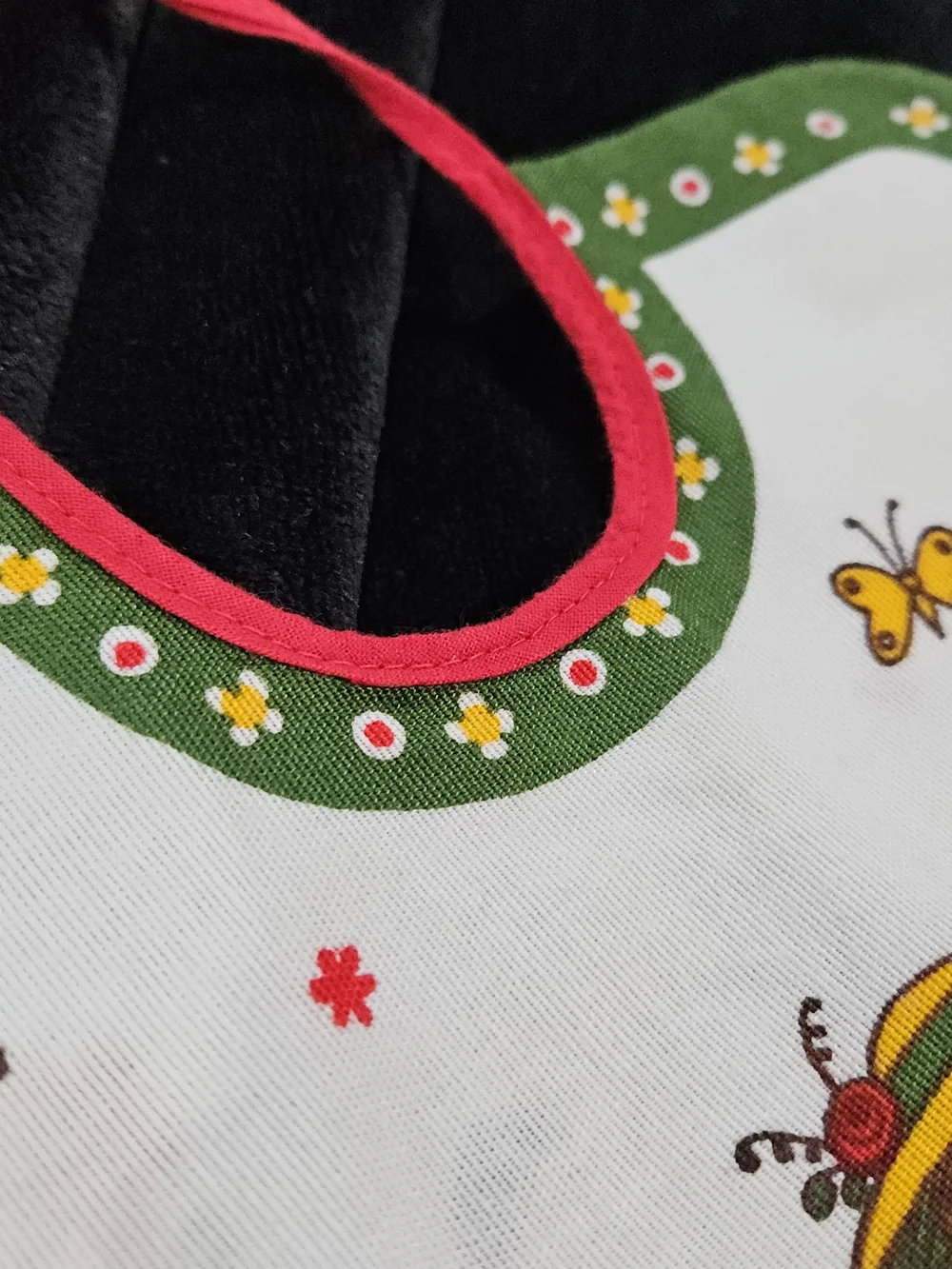 Vintage Baby Bib with Folk Art Print - Made in Austria